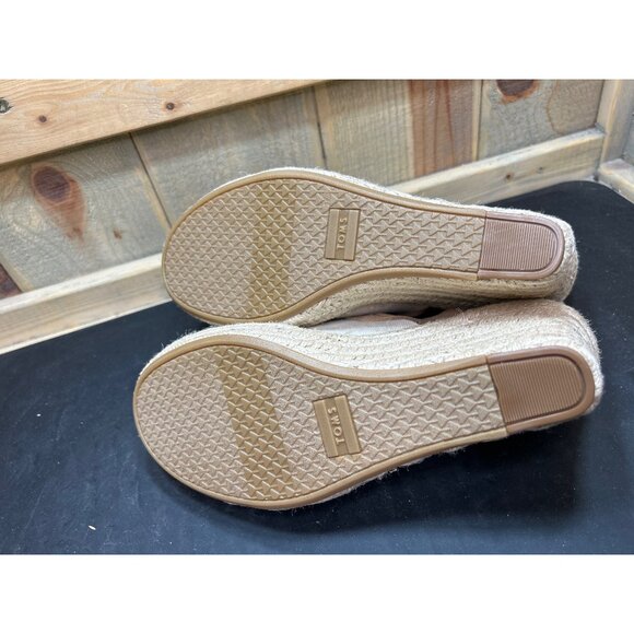 NWOB Toms Womens Espadrille Wedge Sandals Beige Canvas Size 7.5 - Picture 8 of 8
